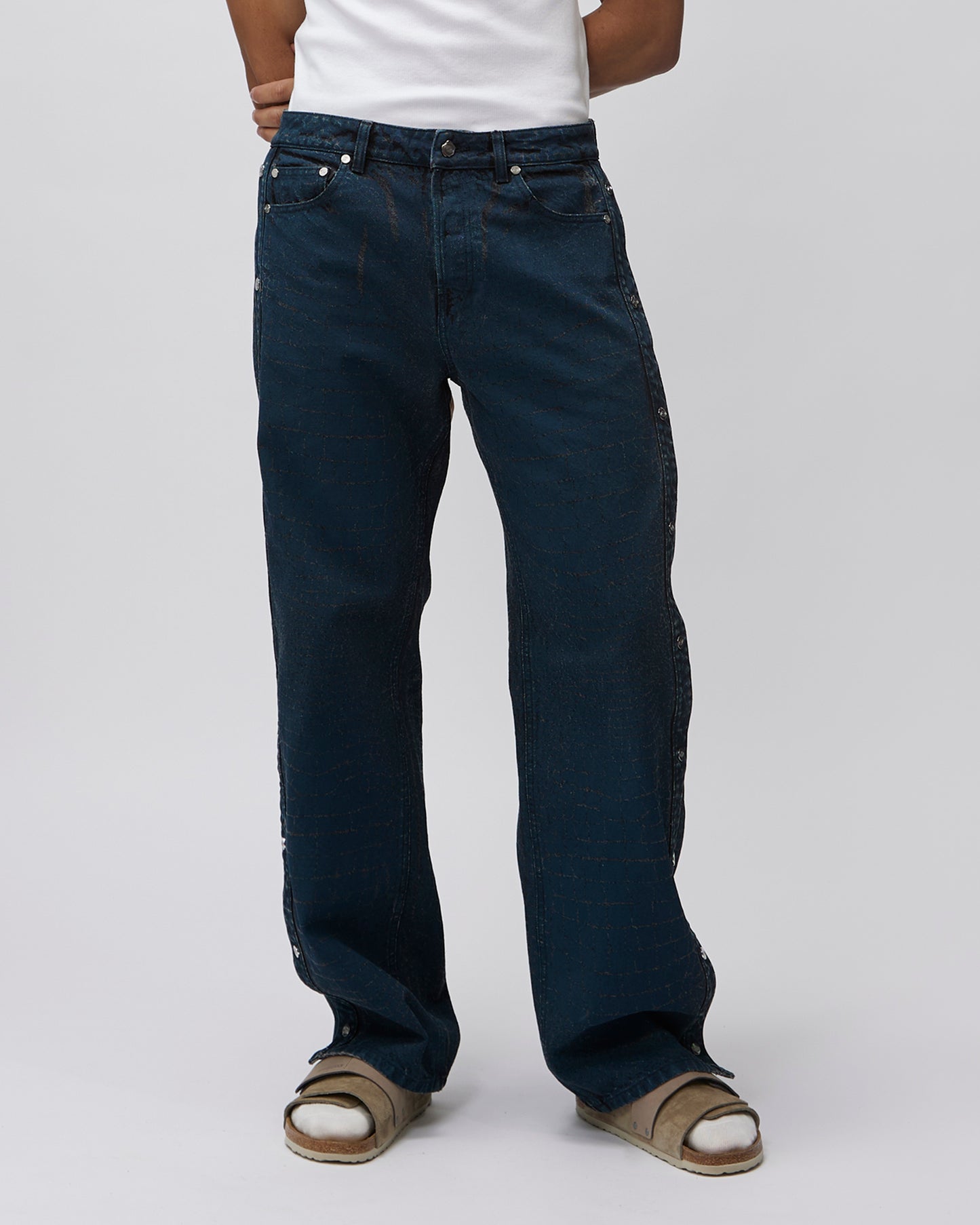 CROC PRINT JEAN WITH SIDE SNAPS - DISPATCH DATE BEGINNING JANUARY - Due Diligence Apparel