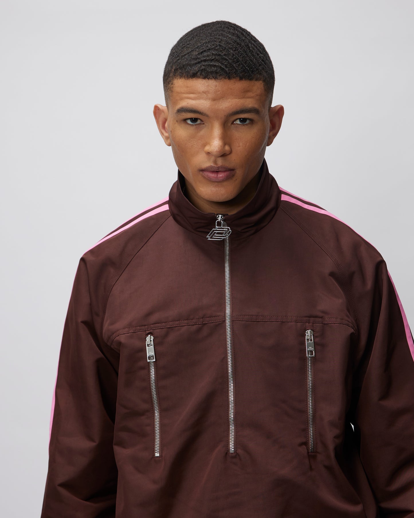 NYLON TRACK JACKET WITH SIDE STRIPE - Due Diligence Apparel