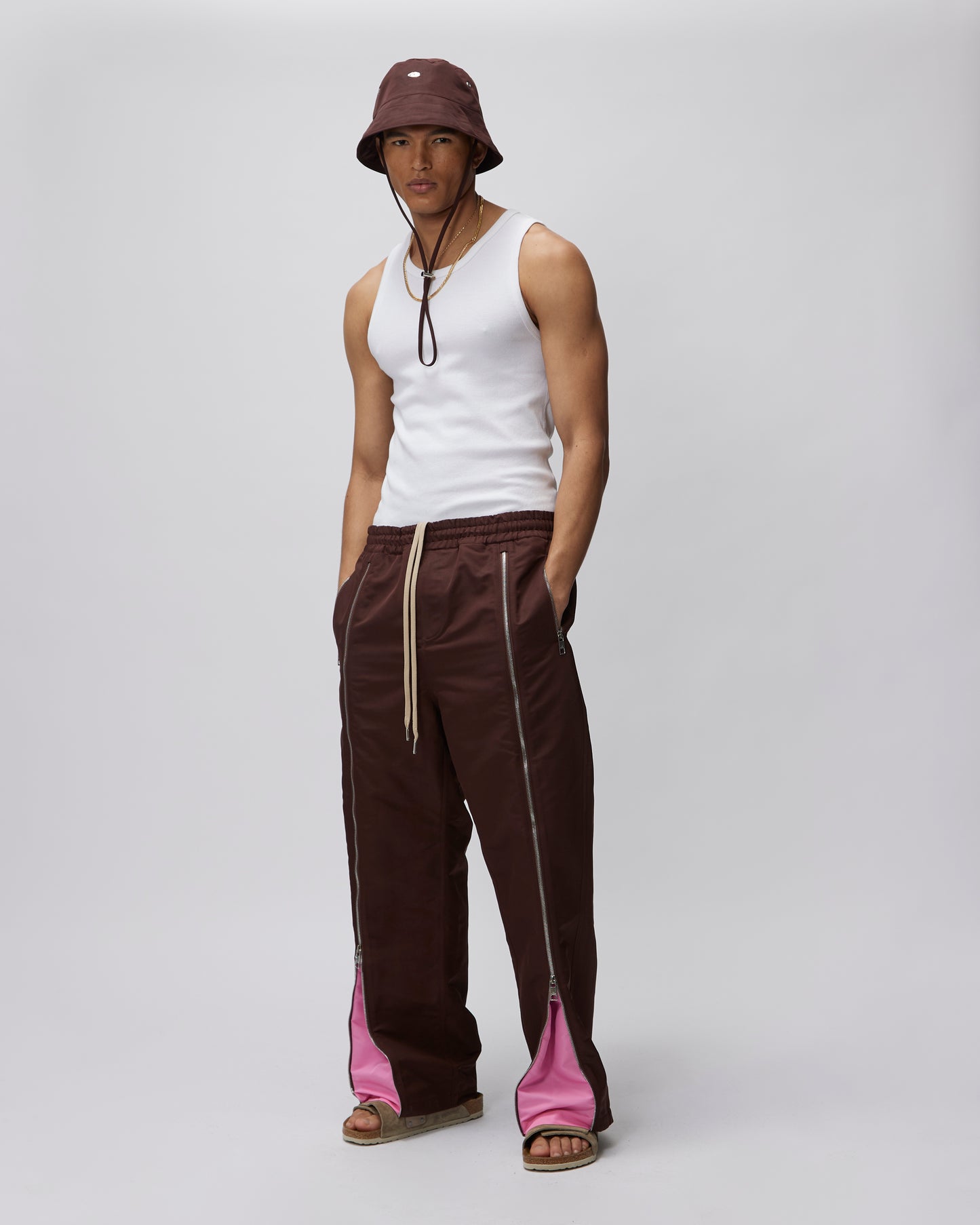 NYLON TRACK PANT WITH CONTRAST LEG INSERT - Due Diligence Apparel