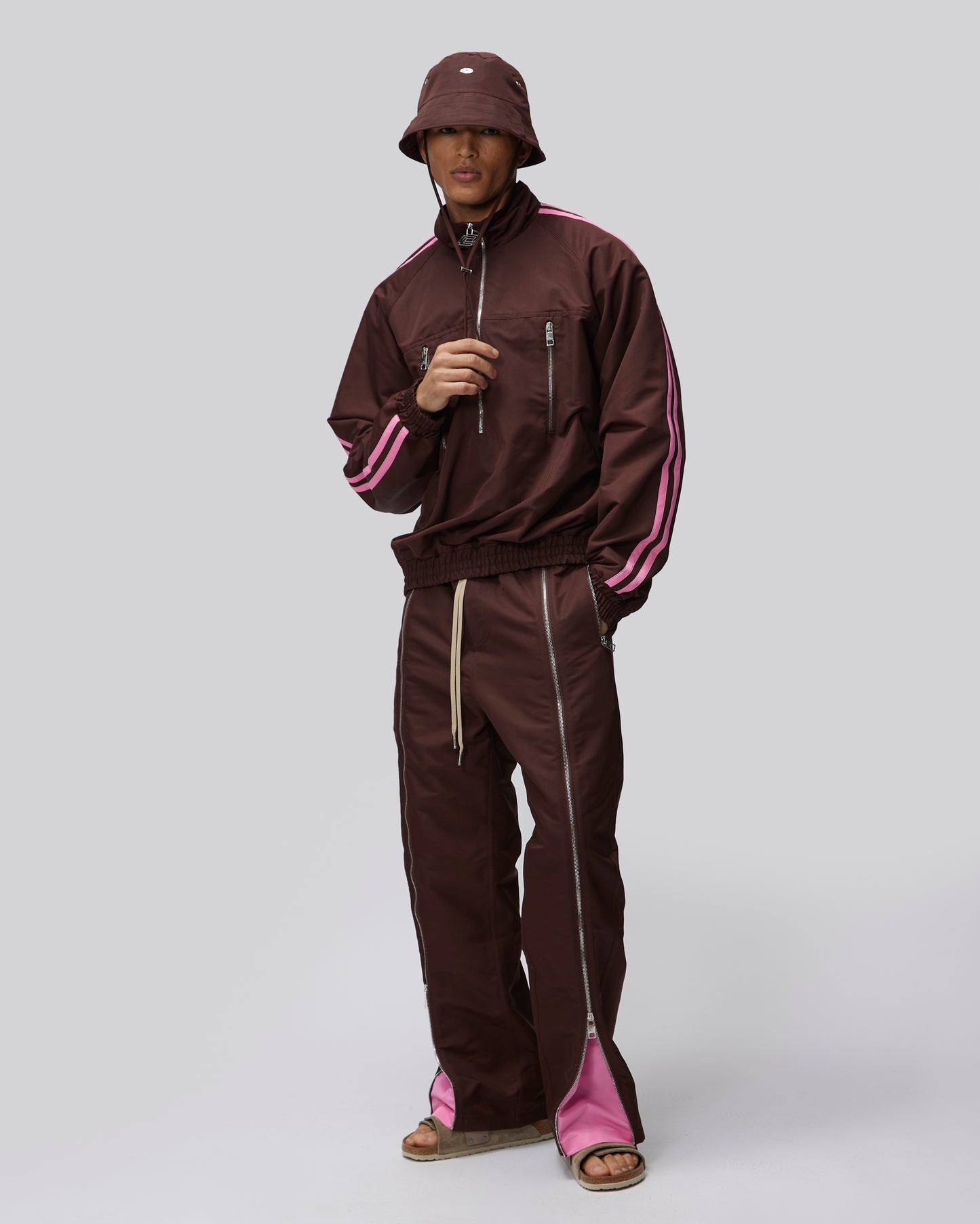 NYLON TRACK PANT WITH CONTRAST LEG INSERT - Due Diligence Apparel