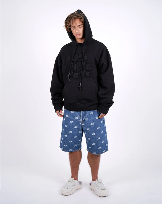 Oversized Due Diligence Applique Hoodie - Due Diligence Apparel
