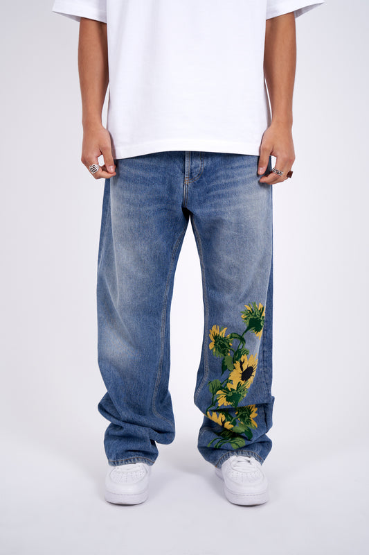 Sunflower Embroidered Baggy Fit Jean - Due Diligence Apparel