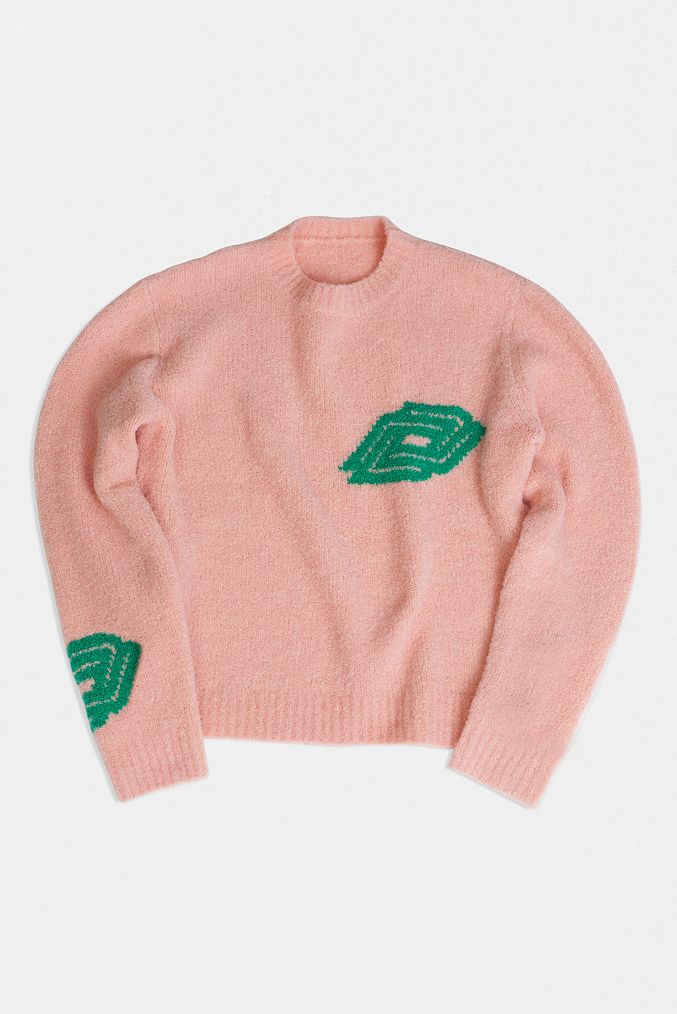 pink crew neck knitted jumper