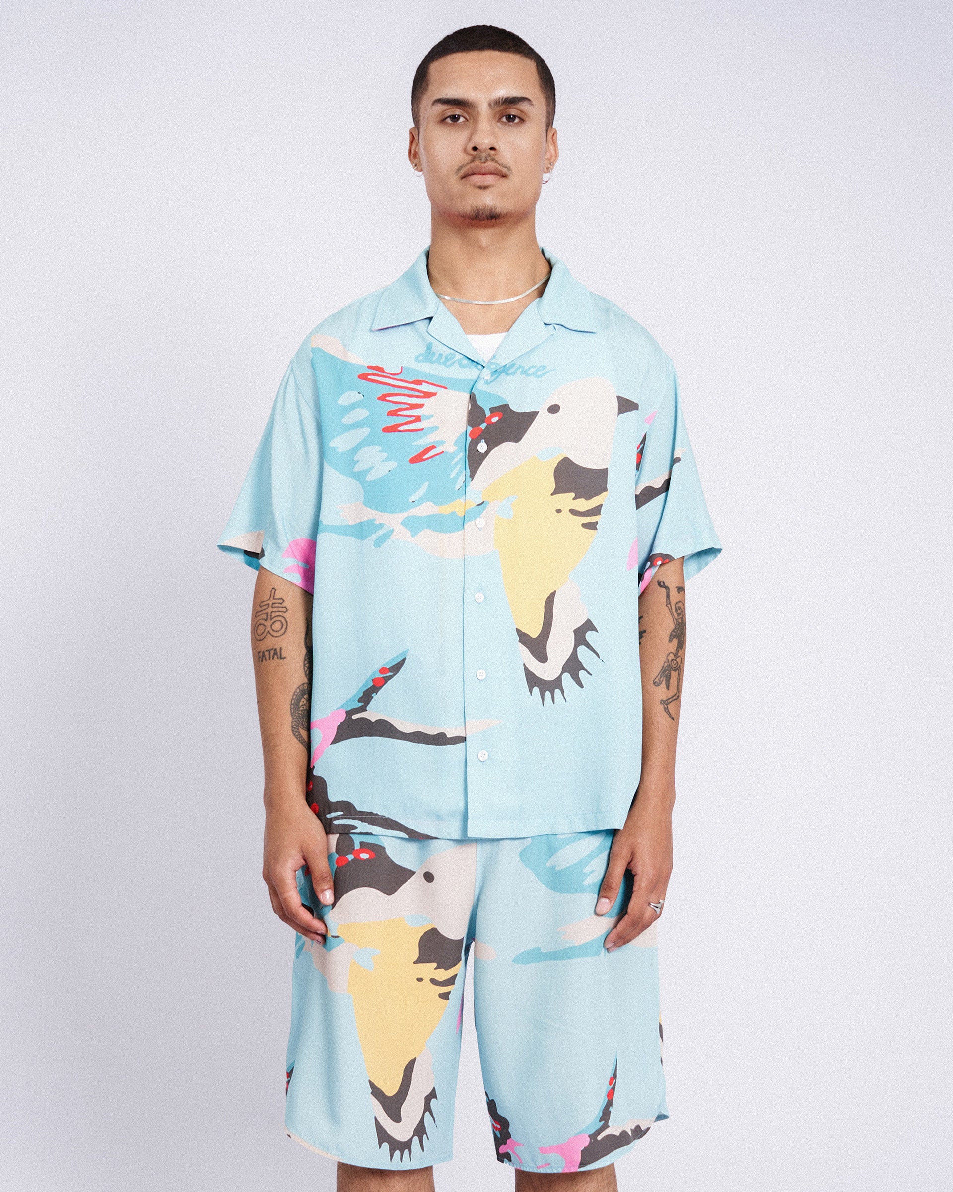 HAWAIIAN SHIRT IN BLUE BIRD DESIGN - Due Diligence Apparel